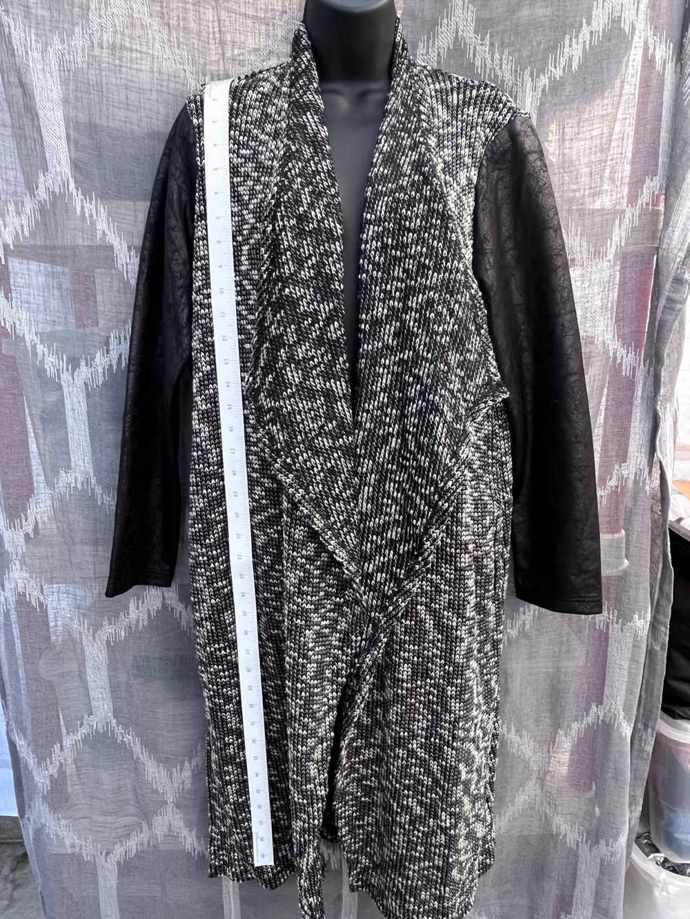 Jones New York Black and White Knit Long Cardigan